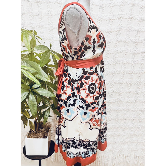 Trulli Orange bohemian sundress 8p petite sleeveless v-neck knee length - Picture 5 of 7